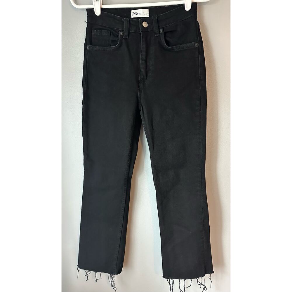 Zara Black Distressed Hem Jeans Size 2